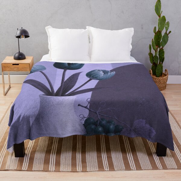 Item preview, Blue Tulips and Grapes – Purple Mid Century Floral Still Life designed and sold by joycrysstudio.