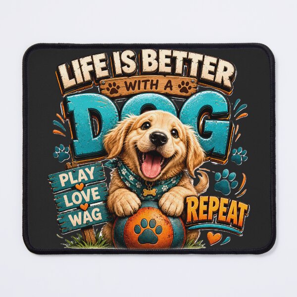 Item preview, Cute Golden Retriever Life Is Better With A Dog Play Love Wag Repeat designed and sold by MEGA BAZAAR.