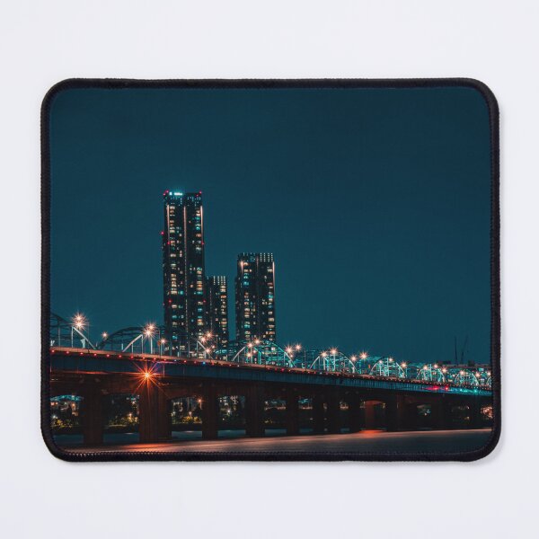 Item preview, Illuminated Bridge and City Skyscraper at Night designed and sold by Nightwindow.