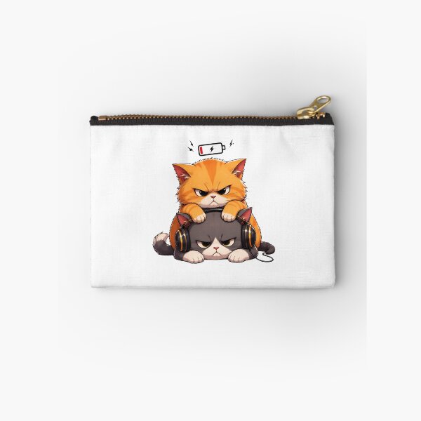 Item preview, Angry Cats Low Battery Headphones designed and sold by SoyLamderma.