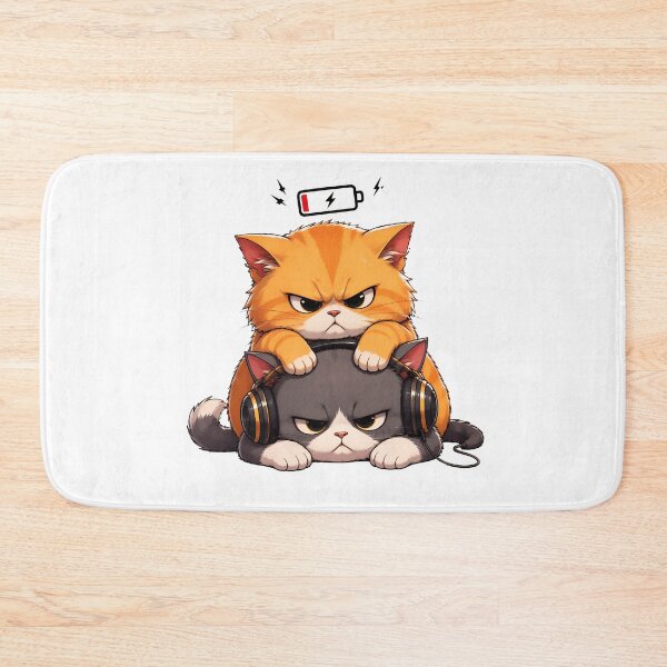 Item preview, Angry Cats Low Battery Headphones designed and sold by SoyLamderma.