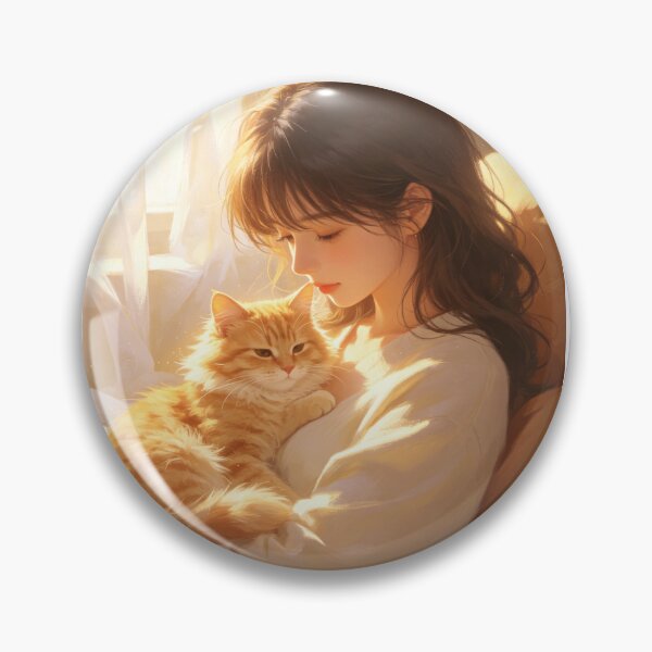 Item preview, Sunset Caress: Girl with Sleeping Tabby Cat designed and sold by DigArtis.