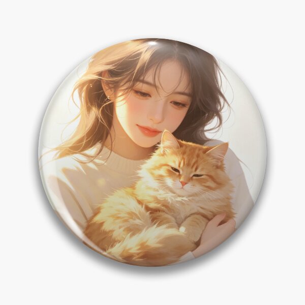 Item preview, Sunset Caress: Girl with Sleeping Tabby Cat designed and sold by DigArtis.