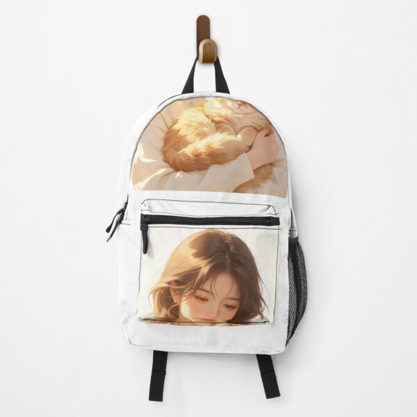 Item preview, Sunset Caress: Girl with Sleeping Tabby Cat designed and sold by DigArtis.