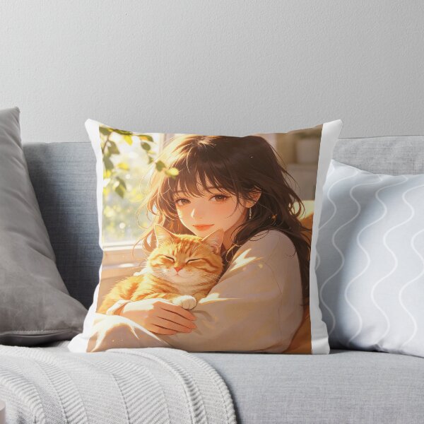 Item preview, Copy of Sunset Caress: Girl with Sleeping Tabby Cat designed and sold by DigArtis.