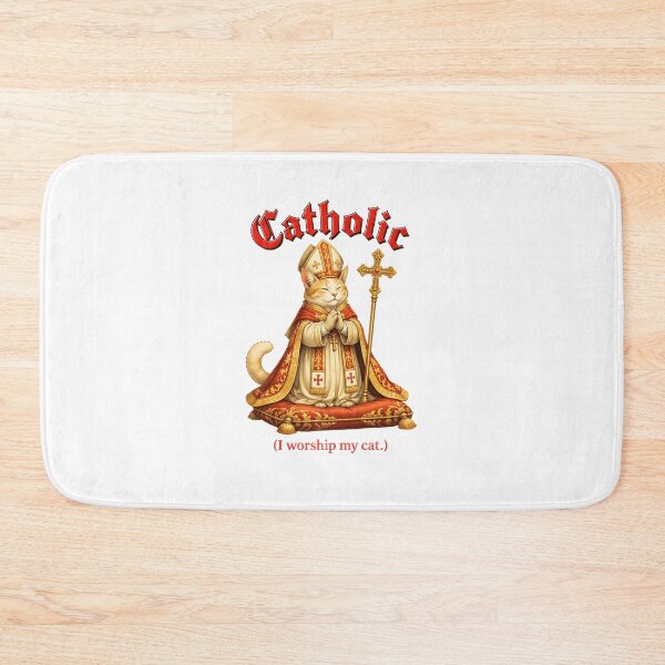 Item preview, Catholic Cat Bishop I Worship My Cat Funny Art designed and sold by SoyLamderma.