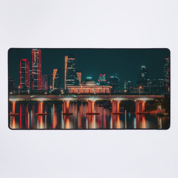 Item preview, Illuminated River Bridge Piers and City Skyline designed and sold by Nightwindow.