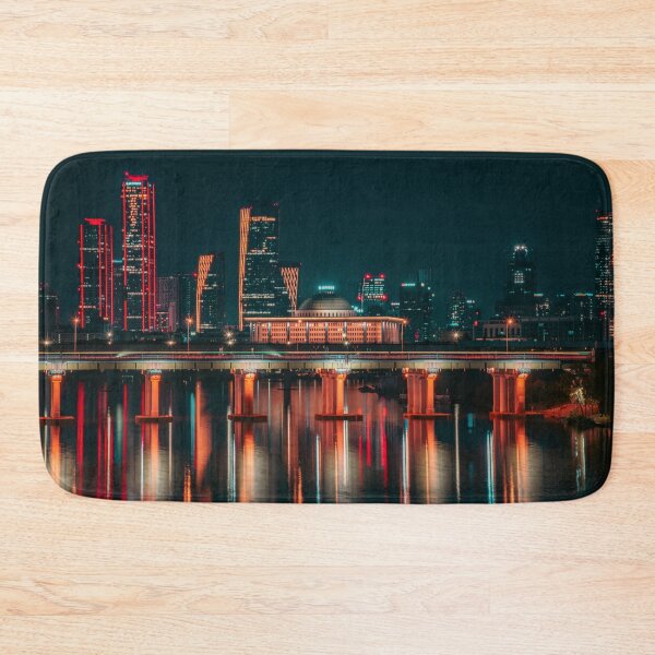 Item preview, Illuminated River Bridge Piers and City Skyline designed and sold by Nightwindow.