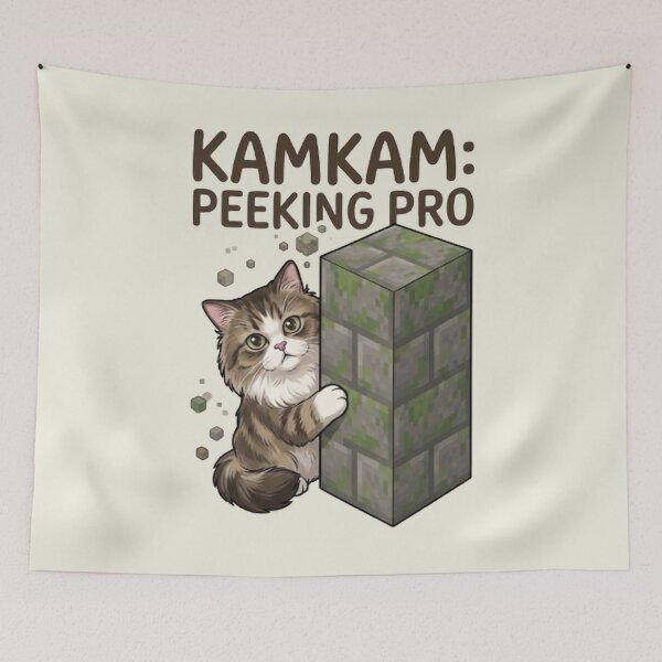 Item preview, KAMKAM Peeking Pro Funny Pixel Block Cat Art designed and sold by PetalsPaws.