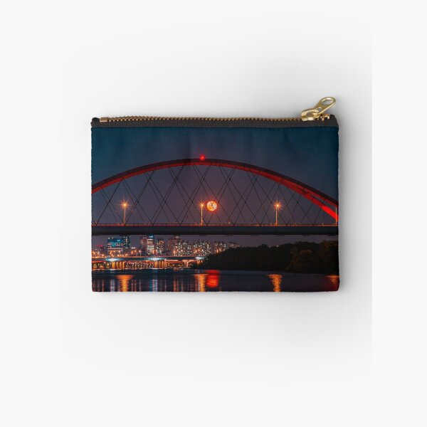 Item preview, Illuminated Red Arch Bridge Across Night River designed and sold by Nightwindow.