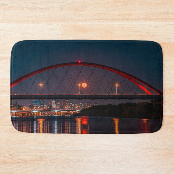 Item preview, Illuminated Red Arch Bridge Across Night River designed and sold by Nightwindow.