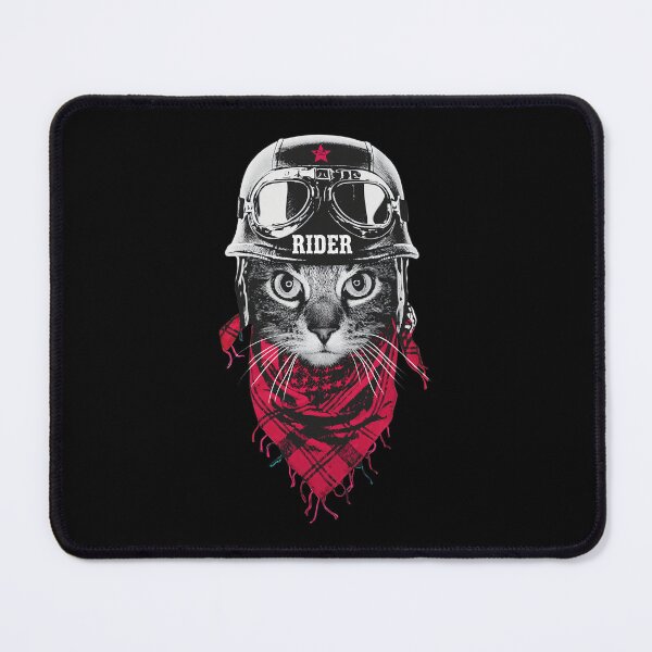 Item preview, Feline Aviator Biker with Red Plaid Scarf designed and sold by ALASHAMORGADO.