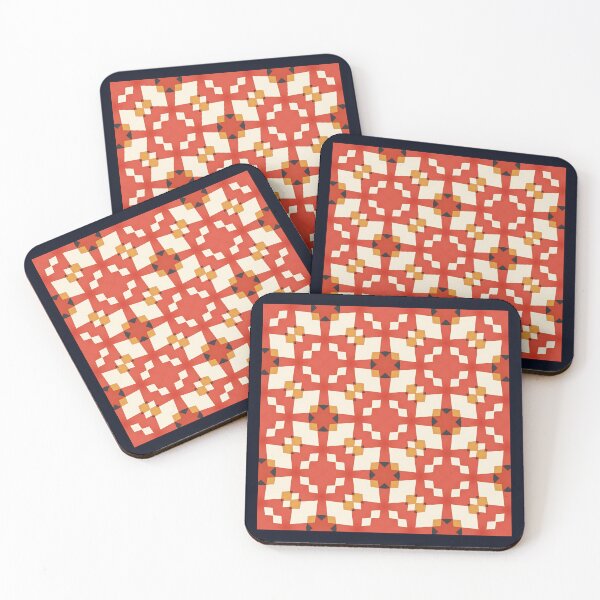 Item preview, Geometric pattern with red, cream, and orange shapes designed and sold by PenguinWinter.