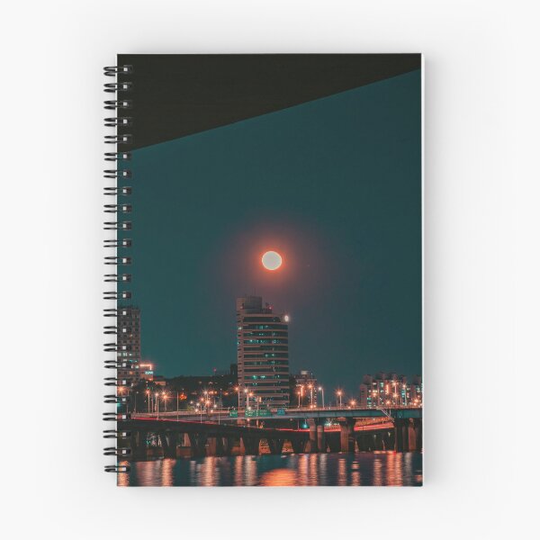 Item preview, Glowing Red Full Moon Over City Skyline designed and sold by Nightwindow.