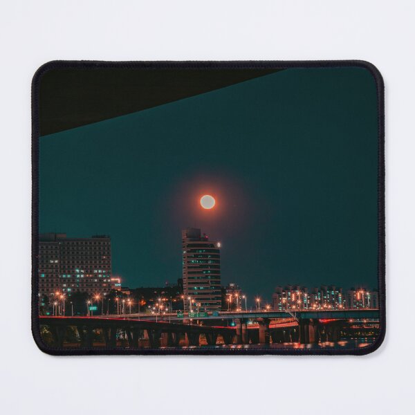 Item preview, Glowing Red Full Moon Over City Skyline designed and sold by Nightwindow.