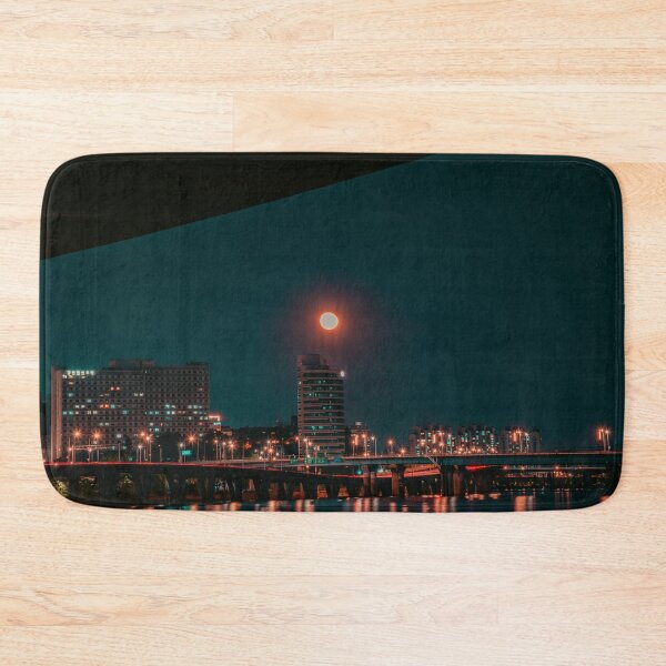 Item preview, Glowing Red Full Moon Over City Skyline designed and sold by Nightwindow.