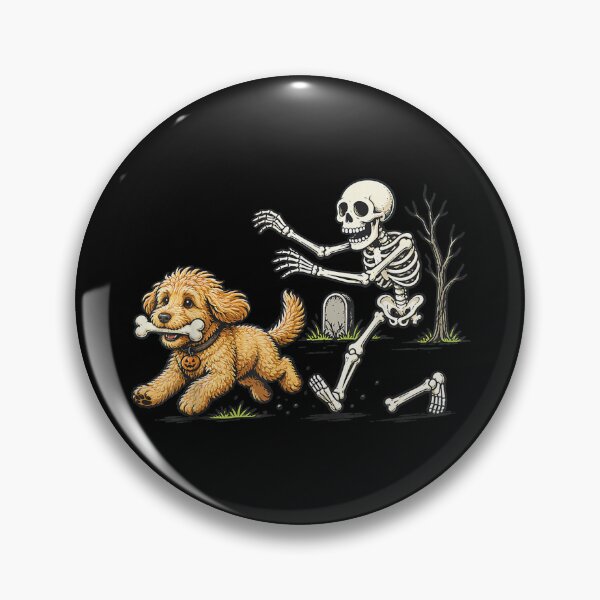 Item preview, Funny Goldendoodle Dog Stealing Bone from Skeleton Halloween  designed and sold by PhocoNibict.