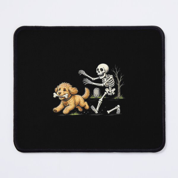 Item preview, Funny Goldendoodle Dog Stealing Bone from Skeleton Halloween  designed and sold by PhocoNibict.