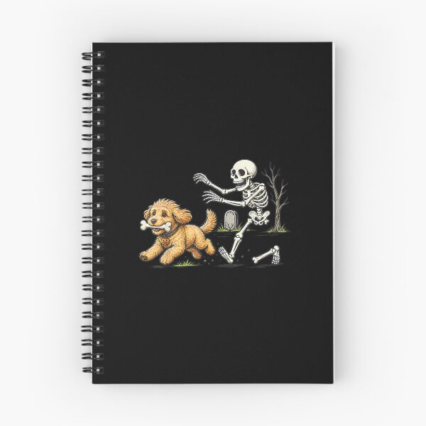 Item preview, Funny Goldendoodle Dog Stealing Bone from Skeleton Halloween  designed and sold by PhocoNibict.
