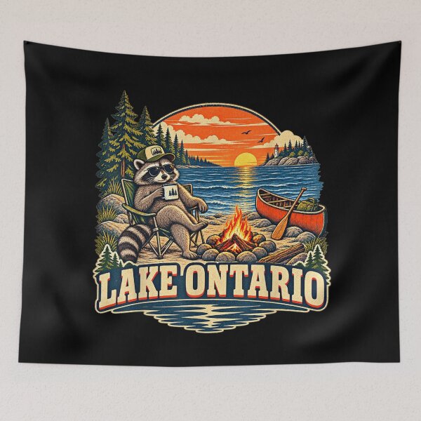 Item preview, Lake Ontario Raccoon Campfire Canoe Vintage designed and sold by AnsadoWinu.