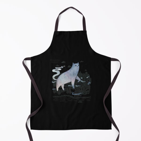 Item preview, Giant Spirit Cat Over Coastal Townscape Art designed and sold by ALASHAMORGADO.