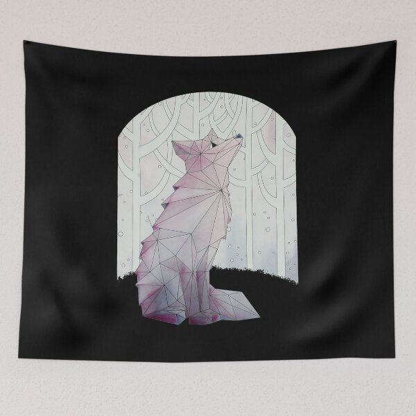 Item preview, Geometric Wolf Howling in Pale Winter Forest designed and sold by ALASHAMORGADO.