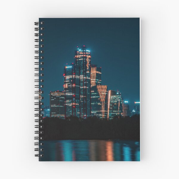 Item preview, Illuminated Parc One Skyscraper Across Night River designed and sold by Nightwindow.
