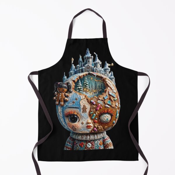 Item preview, Winter Ice Castle Gingerbread Doll Long Eyelashes Impasto Art designed and sold by LujziWorld.
