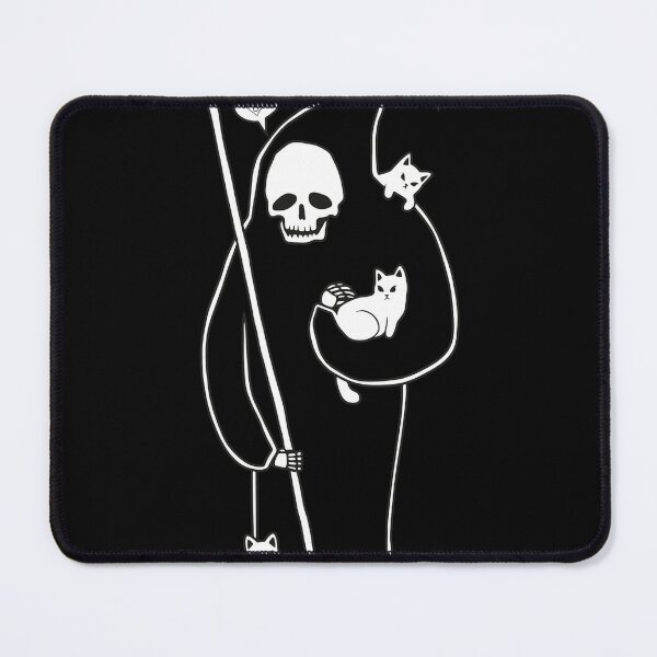 Item preview, Grim Reaper Cuddles White Kittens Line Art designed and sold by TRINITYRABNIS.