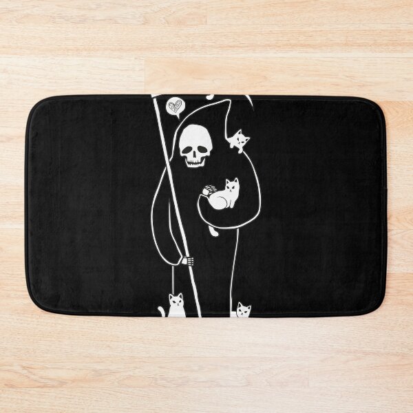 Item preview, Grim Reaper Cuddles White Kittens Line Art designed and sold by TRINITYRABNIS.