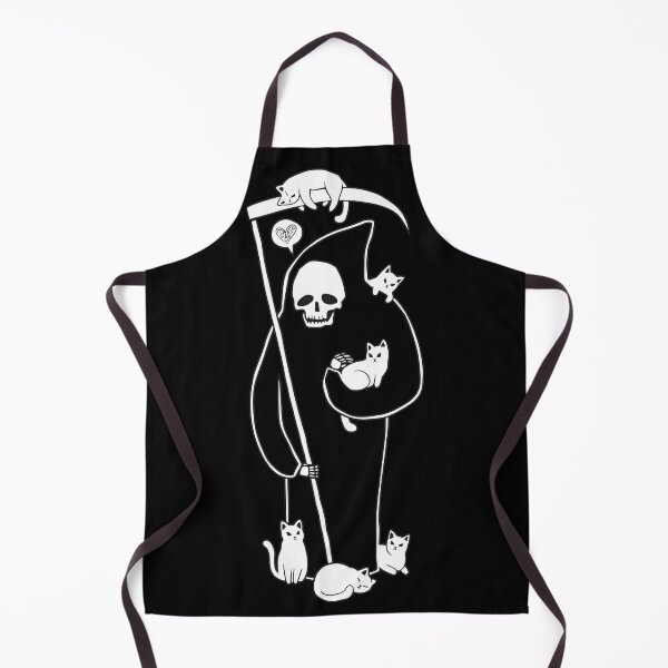 Item preview, Grim Reaper Cuddles White Kittens Line Art designed and sold by TRINITYRABNIS.