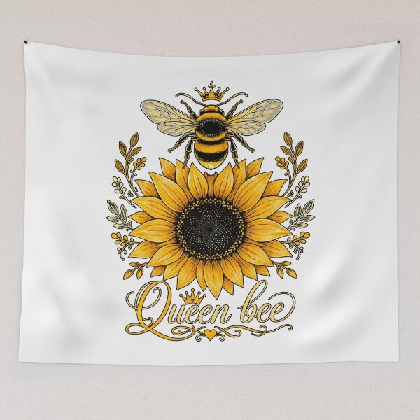 Item preview, Queen Bee Sunflower Crown Floral Insect Artwork designed and sold by JaredDeShop.