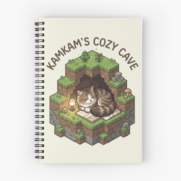 Item preview, KAMKAM's Cozy Cave Sleeping Voxel Cat Art designed and sold by PetalsPaws.