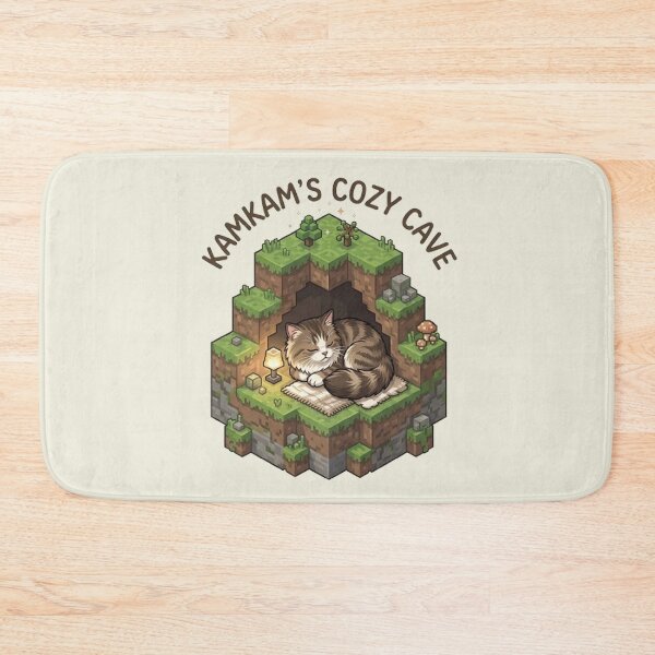 Item preview, KAMKAM's Cozy Cave Sleeping Voxel Cat Art designed and sold by PetalsPaws.