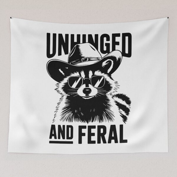 Item preview, Raccoon Unhinged & Feral Raccoon Cowboy Funny Raccoon designed and sold by JaredDeShop.