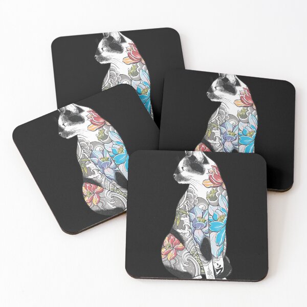 Item preview, Illustrative Feline with Japanese Tattoo Art designed and sold by ALASHAMORGADO.