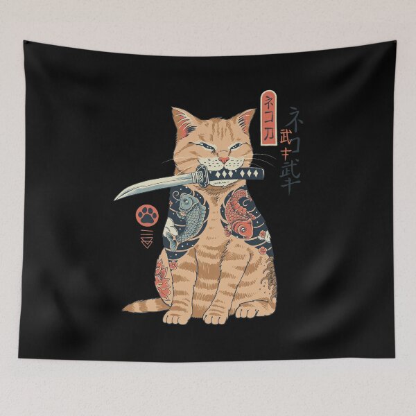 Item preview, Katana Cat Warrior w/ Irezumi Tattoos designed and sold by ALASHAMORGADO.