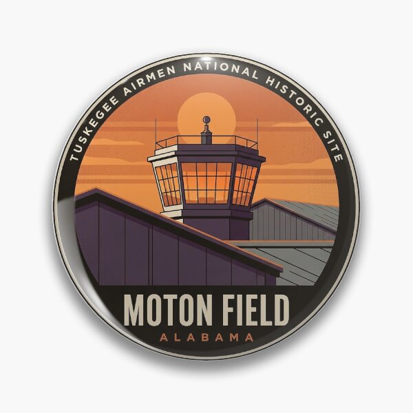 Item preview, Tuskegee Airmen Control Tower Sunset Circle Badge Sticker designed and sold by DetourDgn.
