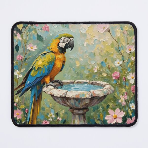 Item preview, Parrot Birdbath Floral designed and sold by Wordsmith-Cafe.