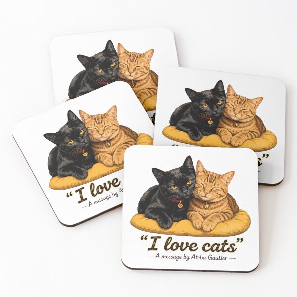 Item preview, I Love Cats Black and Tabby Feline Duo Art designed and sold by SoyLamderma.