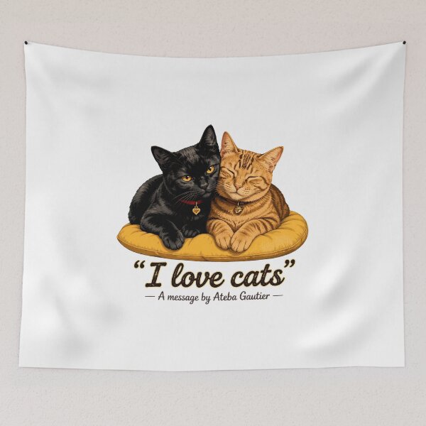 Item preview, I Love Cats Black and Tabby Feline Duo Art designed and sold by SoyLamderma.