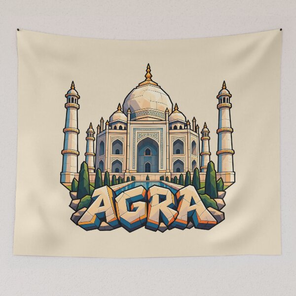 Item preview, Taj Mahal Agra India – Indian Landmark Travel Illustration designed and sold by Leeded.