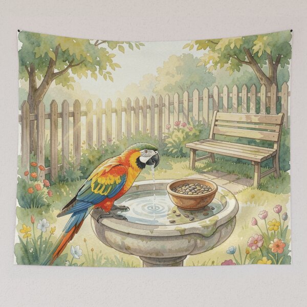 Item preview, Birdbath Parrot designed and sold by Wordsmith-Cafe.