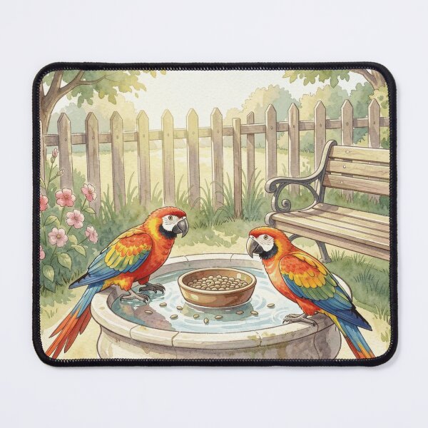 Item preview, Birdbath Parrot Twins designed and sold by Wordsmith-Cafe.