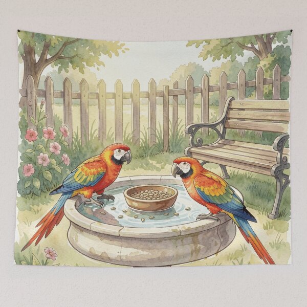 Item preview, Birdbath Parrot Twins designed and sold by Wordsmith-Cafe.