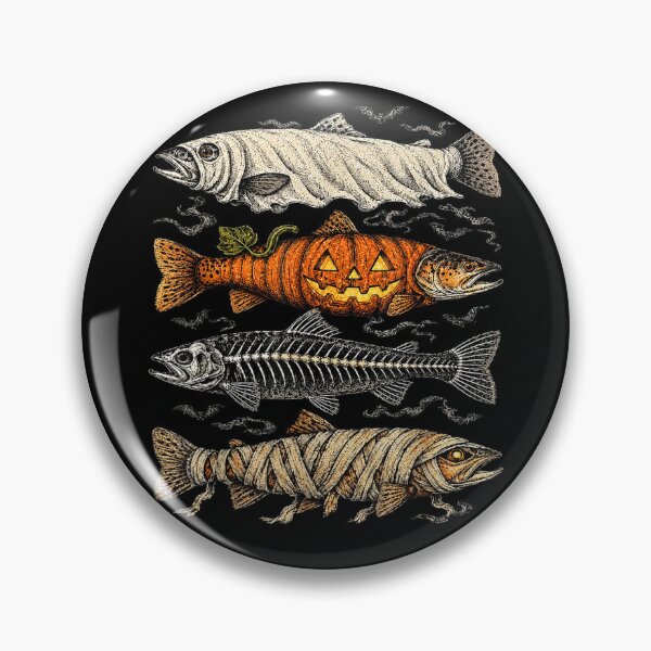 Item preview, Halloween Trout Fish Ghost Pumpkin Skeleton Mummy designed and sold by thecownmz.