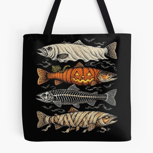 Item preview, Halloween Trout Fish Ghost Pumpkin Skeleton Mummy designed and sold by thecownmz.