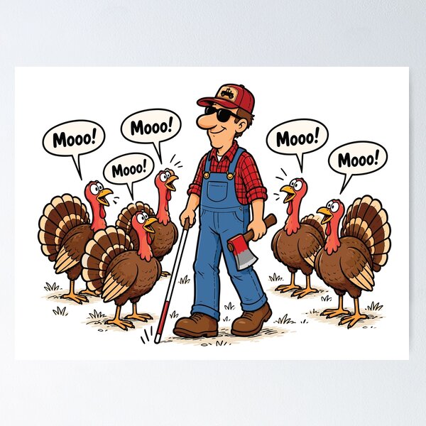 Item preview, Funny Thanksgiving Turkeys Say Moo designed and sold by PRINTIONAL.