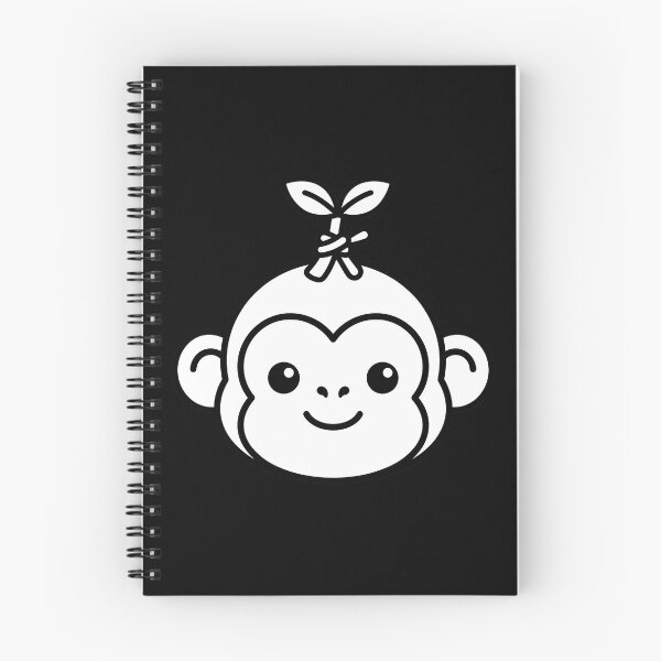 Item preview, Cute Kawaii Baby Monkey Face with Leaf Sprout Line Art designed and sold by seven things shop.