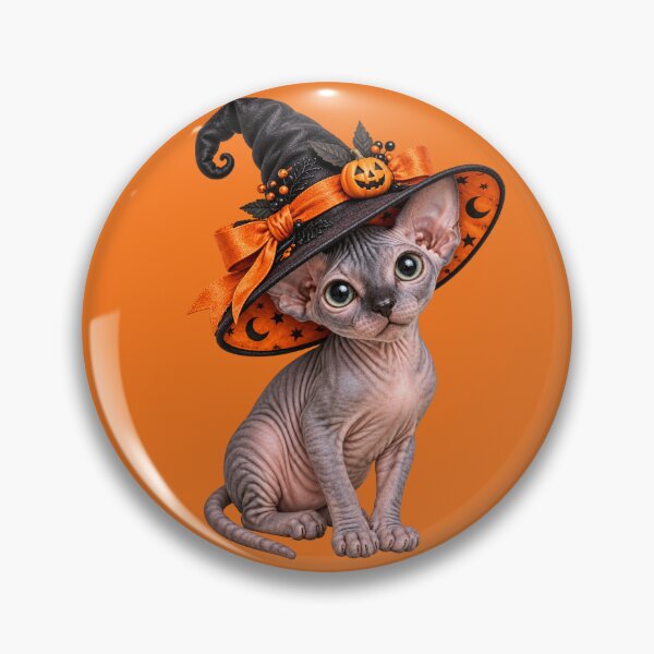 Item preview, Spooky Sphynx Cat Witch with Pumpkin Hat and Halloween Magic designed and sold by MythicMood.